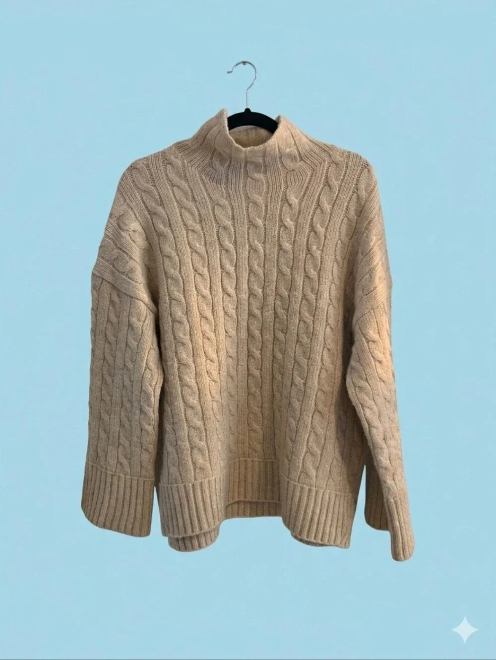 Abercrombie & Fitch Cable Turtleneck Sweater in Beige